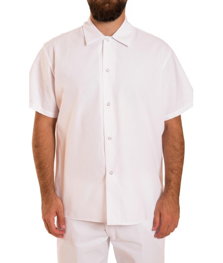 Short sleeve cook shirt, gripper closure Short sleeve cook shirt, gripper closure